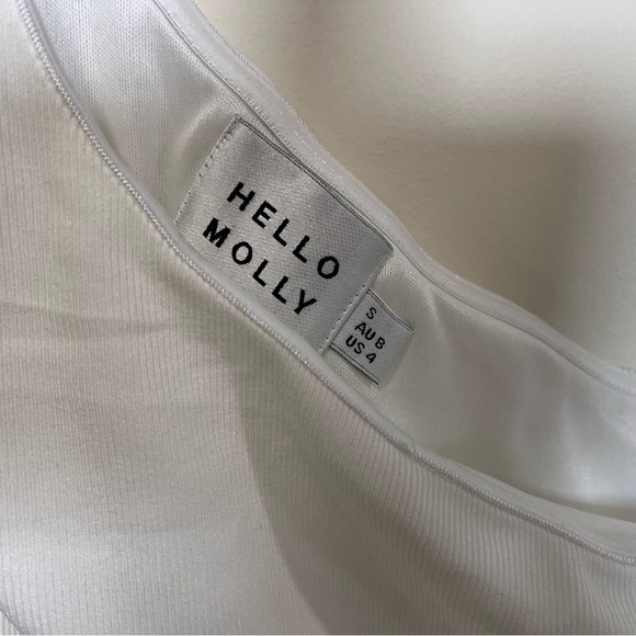 Hello Molly White Ribbed One Shoulder Bodycon Dress - Picture 3 of 7